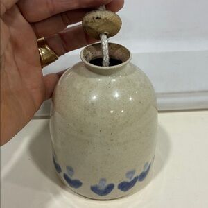 Handcrafted Stoneware Oil Lamp Infuser With Cotton Wick Vase Blue Heart Design